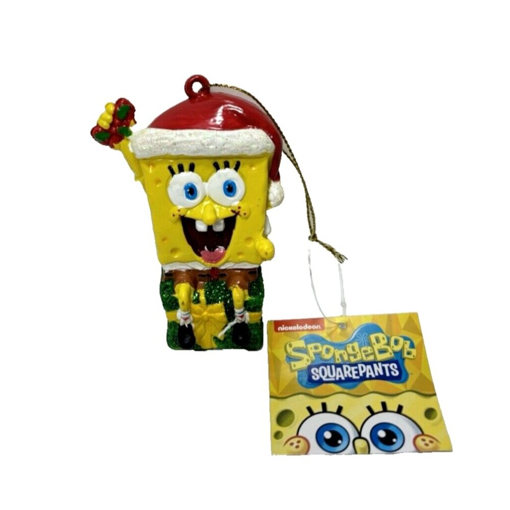 Spongebob Squarepants Gift Christmas Tree Ornament Hanging Santa Hat Yellow Toy